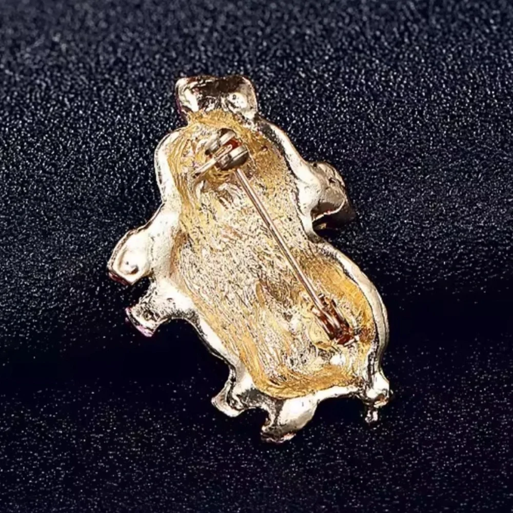 Pink Crystal Pig Brooch